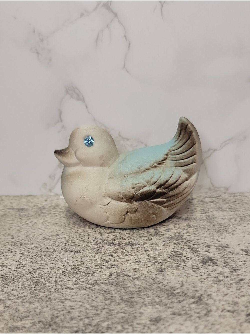 Rare Vintage Roselane Pottery sparkly eyes Duck